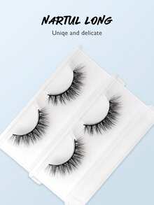 Asiteo 1 Pair 3D Effect Faux Mink Eyelashes, Natural & Soft For Everyday Wear - 黑色 - 查看 6