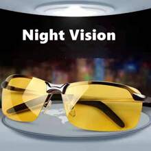 Yellow Polarized Night Vision Glasses, Unisex Driving Glasses At Night, Photochromic Lenses For Day And Night Use, Can Be Used As Fashion Glasses In Daytime Beach Accessories Glasses Shades For Summer Beach Vacation,Outdoor,Travel