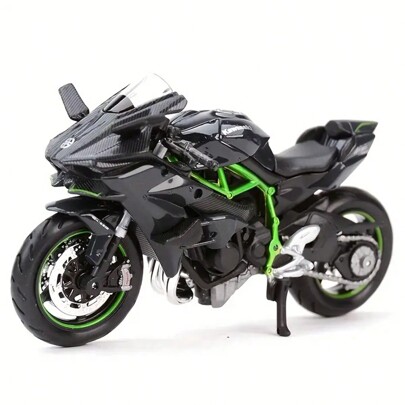 Novo modelo colecionável Kawasaki H2 R 2025 em escala 1:18 - Fundição de precisão, recurso retrátil, presente perfeito para entusiastas e amadores, volta às aulas