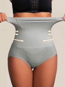 1 件装无缝高腰塑形内裤收腹提臀塑身短裤女士内衣平角提臀内裤 - 灰色 - 查看 6