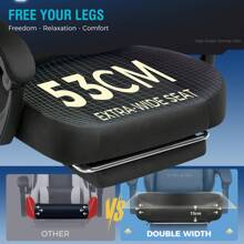 Fabric Gaming Chair, Ergonomic Computer Chair With Footrest And Lumbar Support Height Adjustable Home Office Chair - Black - View 5