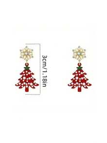 HOTNICE 1 cặp hoa tai hình cây thông Noel bông tuyết sang trọng - Món quà hoàn hảo cho bữa tiệc Giáng sinh dành cho cô ấy - bông tai - Xem 5