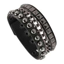 Yanxyad 3pcs/Set Rivet Punk Style PU Leather Bracelet Set, Suitable For Men, Everyday Or Festival Wear - Black - View 9
