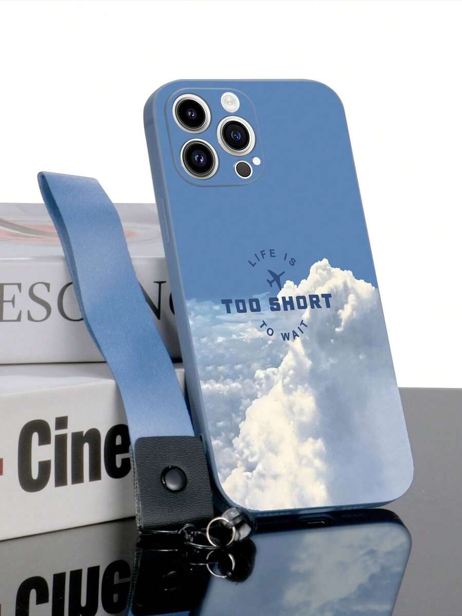 1 个灰色 TPU 飞机图案防摔手机壳和 1 个灰色挂绳腕带，兼容 iPhone/Android///OPPO 手机壳 - 彩色 - 查看 1