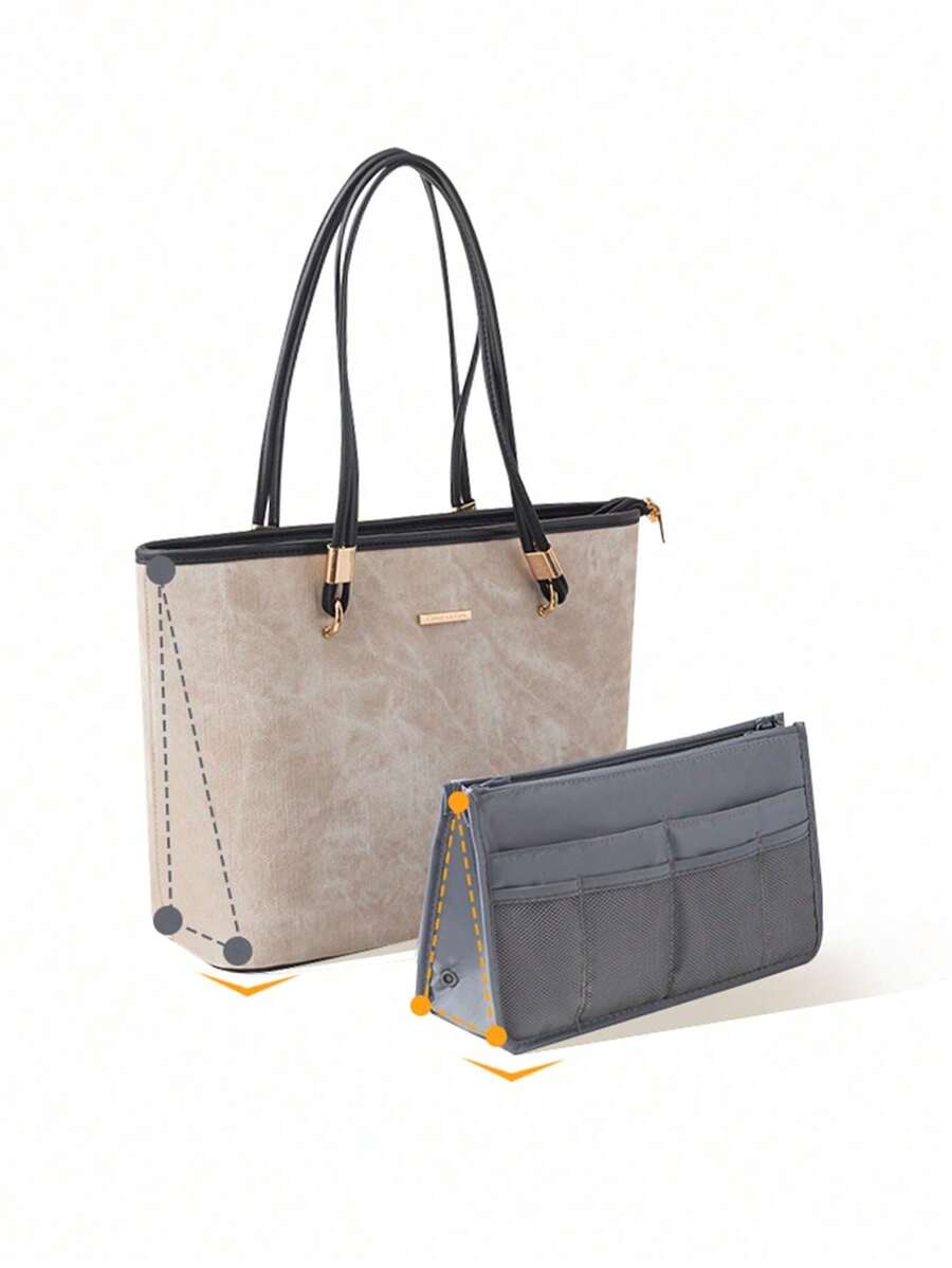 1PC 便携式收纳袋，化妆品收纳袋，内袋，袋中袋，解决袋中袋收纳问题。精美内衬袋，线条整齐，包装整齐，适合背包整理携带，旅行内衬整理，旅行时包包清洁收纳 - 彩色 - 查看 1