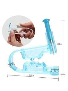 9PCS Self Ear Piercing Kit, Home Piercing Kit Disposable Ear Piercing Gun Kit With Stainless Steel Earring Studs For Pierce Your Own Ears - Blue - View 3