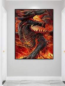 Peinture de diamant renaissance du dragon flamboyant et du phénix, nouvelle mosaïque de diamants ronds pleine, décoration murale DIY pour la maison, décoration de salon, œuvre d'art de broderie créative