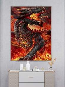 Peinture de diamant renaissance du dragon flamboyant et du phénix, nouvelle mosaïque de diamants ronds pleine, décoration murale DIY pour la maison, décoration de salon, œuvre d'art de broderie créative