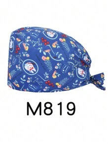 1 pièce Casquette de protection en polyester à motif dessin animé, convient pour dentaire, hôpital, infirmière pédiatrique, vétérinaire, chef, cheveux longs, unisexe, 4 saisons