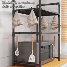 LKZ Kệ lưu trữ bằng nhựa, Kệ bếp nhiều tầng, Kệ lò vi sóng, Kệ tổ chức đa năng cho lò vi sóng, Kệ đựng bánh mì, Lưu trữ mở, Bền để lưu trữ trái cây và rau quả, Màu đen - màu đen - Xem 5