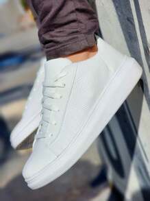 Men's Casual Non-Slip High Sole Sneakers, Stylish, Ideal For Elevating Your Style - 白色 - 查看 6