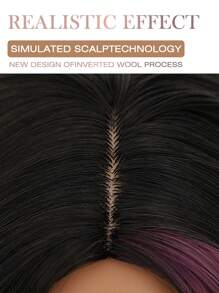 优雅的黑色挑染紫色长款蓬松波浪假发，34英寸，中分刘海，柔软蓬松，采用耐热纤维制成，适合女性日常佩戴、节日聚会、婚礼派对、万圣节、圣诞节、角色扮演、Y2K冬季休闲街头风等场合。 - 挑染紫色 - 查看 10