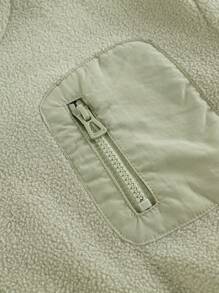 MARC&JANIE Young Boys Mountain Outdoor Soft Polar Fleece Pocket Stitching Sweatshirt Autumn And Winter - Green - View 8