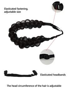 14英寸合成纤维高级可调节手工编织弹力发带，时尚编织发带，女士头饰，发辫发带假发 - 彩色 - 查看 6