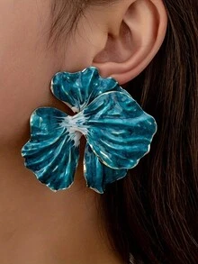 1 对秋冬豹纹多色吊坠花朵耳环，时尚夸张设计，适合女士派对/晚宴服装配饰 - 花朵 - 查看 3