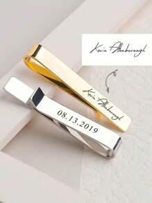 1 pieza Clip de corbata personalizado con nombre, Gemelos de acero inoxidable con letra personalizada, Broche de solapa para boda, Accesorio de moda de caballero, Regalo para hombre, Estilo sencillo, Oro, Plata, Elegante, Colorido, Vintage, Sencillo, Unisex, Casual, Lindo, Personalizado, Único, Regalo ideal para él, Regalo ideal para ella, Ella, Novio, Novia, Papá, Mamá, Familia, Amigos, Para aniversarios, Para cumpleaños, Para graduación, Para baile de graduación, Para fiestas, Temporada de baile de graduación