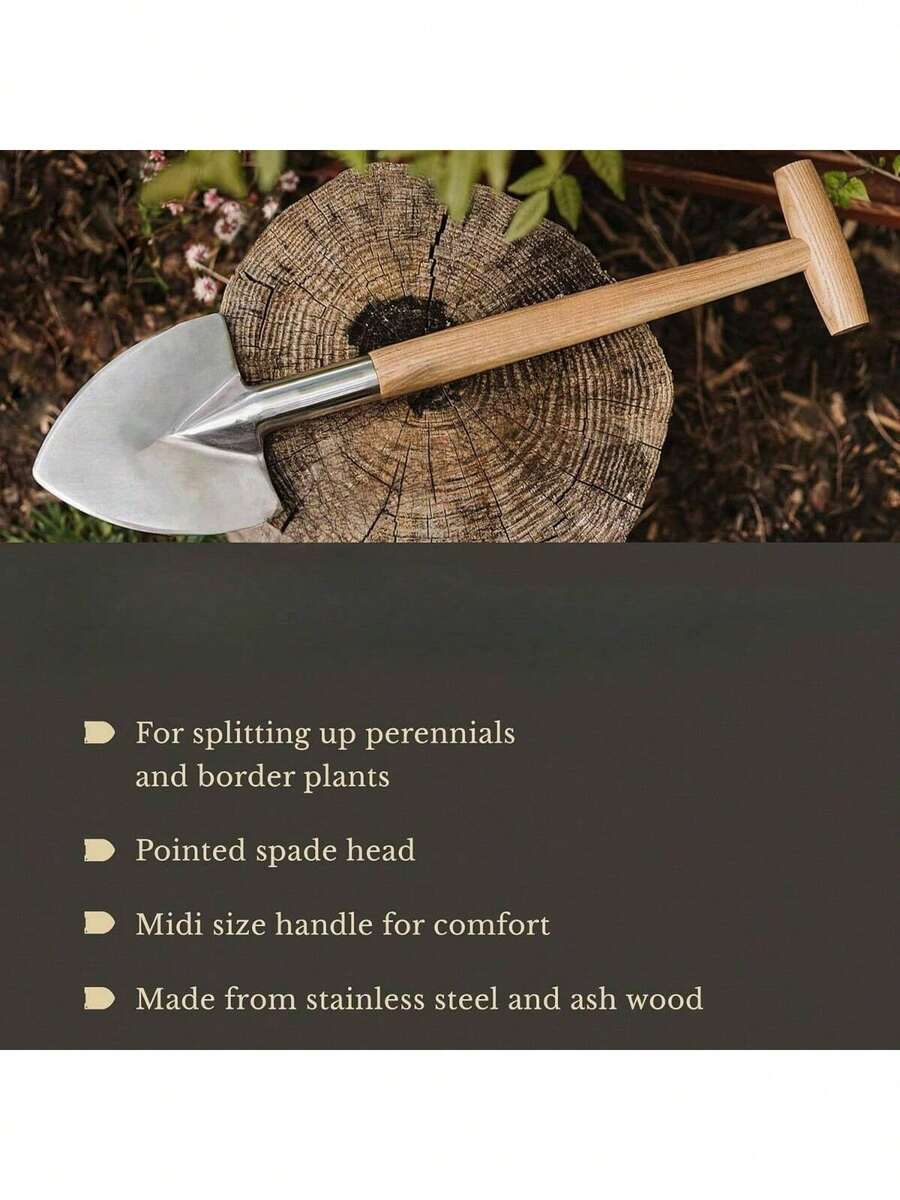 Stainless Steel Perennial Spade, Pointed Head Garden Spade For Easy