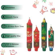4-Pack Painted Candles Halloween Pumpkin/Santa Claus Print Candles, 5/7 Inch Short Candles Christmas Tree Party Decorations Perfect Christmas/Halloween Gifts, Handmade Short Candle Holders - 橘色 - 查看 6