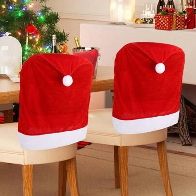 1 pieza/Set de 6 fundas para sillas navideñas, decoraciones navideñas, suministros festivos, fundas grandes para sillas navideñas para la decoración de restaurantes