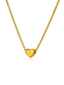 1 Dây chuyền mặt trái tim chữ cái đầu tinh tế dành cho nữ phong cách Gothic, mặt dây chuyền tên viết tắt cá nhân bằng thép không gỉ, dây chuyền trang sức cặp đôi, phụ kiện ngày lễ tình nhân, quà tặng Giáng sinh - Vàng - Xem 17