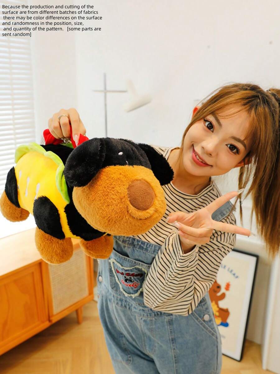Creative Handheld Hot Dog Plush Doll, Cute Puppy Stuffed Animal Doll
