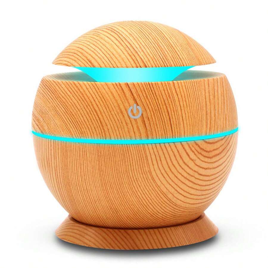 Difusor Aromaterapia Usb Humidificador Portatil Purificador Para Aceites Esenciales Ambiental Capsula De Agua Spa, Dormitorio, Oficina, Hogar Acabado Tipo Madera (Ocre) - Albaricoque - Ver 1