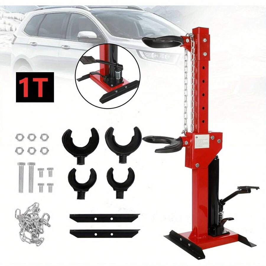 Hydraulic Spring Compressor 1 Ton (2200 Lbs) Strut Spring Compressor Hydraulic Coil Spring Compressor For Car Repairing And Strut Spring Removing (Red) - 紅色 - 查看 1