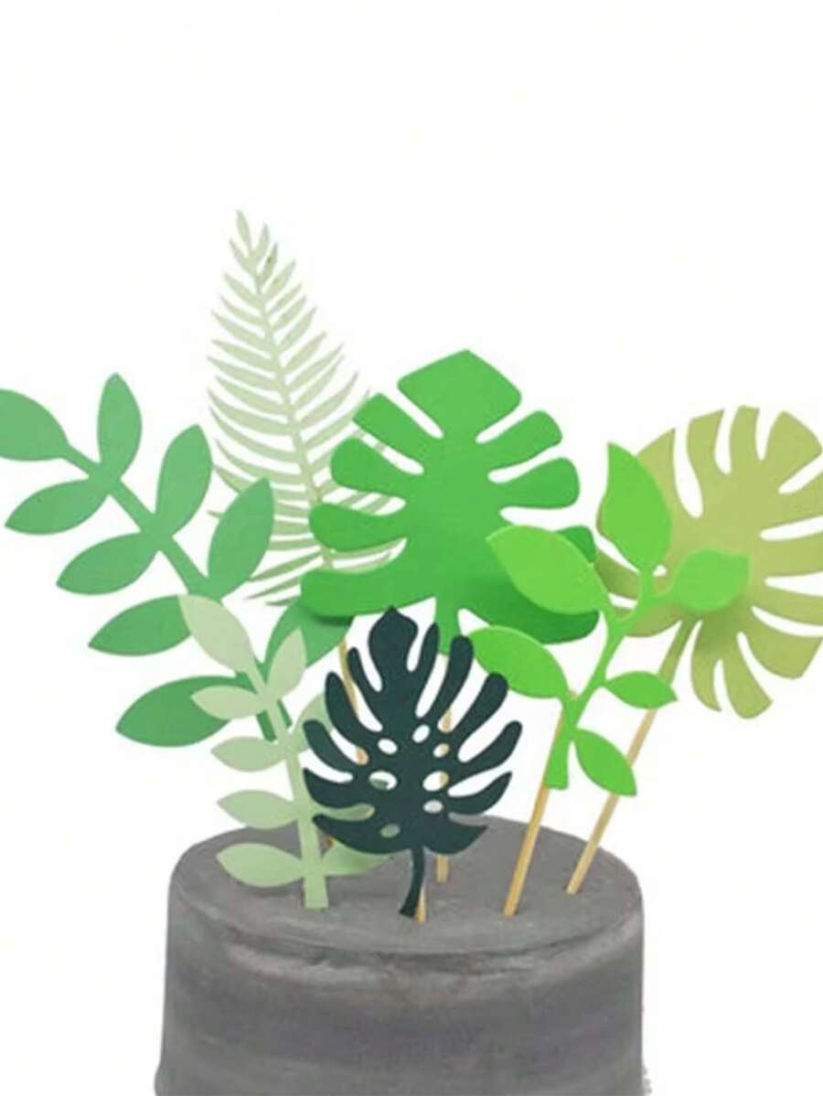 7pcs Paper Tropical Palm Leaf Cake Toppers Food Safe Holiday