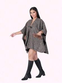 1 chiếc áo khoác gió lót nhiệt cổ lông mùa đông cho nữ, thời trang, ấm áp và chống gió, thích hợp để mặc hàng ngày, dự tiệc, lễ hội và nghỉ mát vào mùa đông - khăn choàng nhiều màu - Xem 1