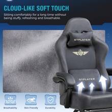 Fabric Gaming Chair, Ergonomic Computer Chair With Footrest And Lumbar Support Height Adjustable Home Office Chair - 灰色 - 查看 6