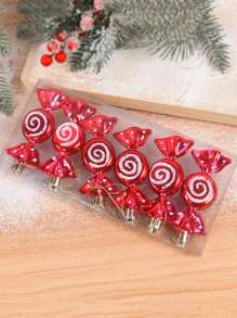 6/18件装糖果装饰品，拐杖糖树闪光挂饰，塑料薄荷糖漩涡装饰，适用于圣诞树、家居派对礼品、最佳礼物、家居装饰、圣诞装饰、房间装饰、冬季圣诞装饰、家居圣诞礼物、圣诞装饰 - 彩色 - 查看 8
