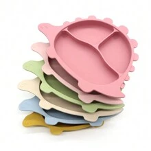 Dinosaur Shaped Plate With Suction Cup, Feeding Tableware For Infants & Toddlers