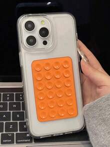 支架 3D 吸盘气囊手机壳适用于 iPhone15 16 16plus 16Promax 15 15plus 15Pro 14Promax 14Pro 14plus 14 13Promax 13Pro 13 12 11 XR - 橘色 - 查看 3