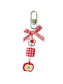 1pc Novelty Apple Keychain Cute Fruit Tassel Charm Women Phone Decor Pendant Y2K