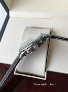 Pablo Raez 1pc Classicla Summer Accessories Man Watch Business Wristwatch For Gentleman Vintage Montre Stainless Steel Bracelets Chain IPS Silver Case Luxury Black Soft & Comfortable Microfiber Leather Fashion Metal Feeling Dial Design Calendar Top Brand New AAA Reloj 50M Waterproof Male Quartz Wristwatch