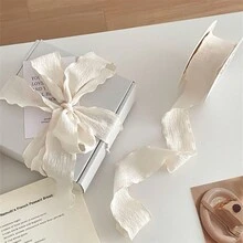 1 卷/4 卷波西米亚风褶皱纹理织物丝带 - 非常适合礼品包装、花束和节日装饰 | 适用于情人节、母亲节等、秋季、生日礼物、节日礼物、秋季礼物、圣诞节礼物 - 彩色 - 查看 3