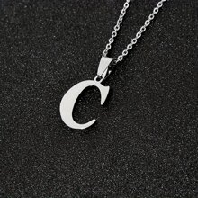 1 件简约时尚项链，配有 26 个不褪色字母吊坠，适合男士的生日和节日礼物 - 彩色 - 查看 4