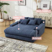 Chenille 2-Seater Lazy Sofa With 5 Back Pillows,Comfy Sofa- Deep Seat Couch For Living Room,Club - Màu xanh hải quân - Xem 2