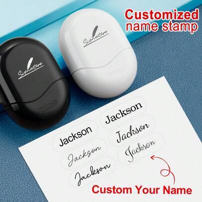 Customizable Name Stamp-Self-Inking Personalized Signature Stamp For Business And Personal Use-Ideal For Branding, Office Documents, Labels, Invitations, And Gift Wrapping-High-Quality, Long-Lasting Stamp