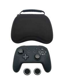 1 hộp đựng tay cầm Switch Pro + 1 vỏ silicon cho tay cầm + 2 nắp đậy cần điều khiển, chống rơi, chống trượt, chống mồ hôi, chống trầy xước, chống bụi, nâng cao trải nghiệm chơi game - Nhiều màu - Xem 12