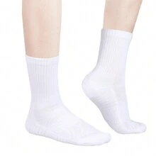 YUEDGE 6 Pairs Cotton Cushion Crew Socks Workout Training Hiking Walking Athletic Sports Socks For Men - White - View 2