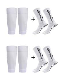 2 Pairs Leg Warmers + 2 Pairs Leg Sleeves, Men Sports Leg Warmers Set, Football, Basketball, Breathable Moisture-Wicking, For Gym