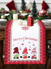 1pc Christmas Polyester Table Runner, Christmas Tree Style Table Cover, Tablecloth Table Runner Perfect Decoration For Family Christmas New Year Party, Christmas Table Dining Room Decor, Christmas Ornaments, ,Christmas