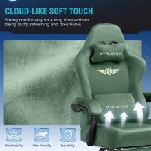 Fabric Gaming Chair, Ergonomic Computer Chair With Footrest And Lumbar Support Height Adjustable Home Office Chair - 綠色 - 查看 6