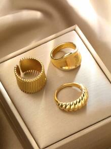 3pcs Exaggerated Asymmetrical Women Rings Set, Casual Daily Wear & Gift For Girlfriend - Style 7 - View 5