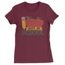 100 Days Of School Apple Pencil  Womens T-Shirt - 希瑟灰色 - 查看 6