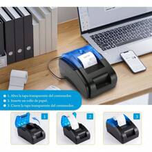 Impresora Térmica Tickets Pequeños De 58 Mm Usb Y Bluetooth, Fácil de usar y fácil de operar. Impresión rápida, texto claro, alta eficiencia de trabajo. Amplia gama de aplicaciones. - Negro - Ver 5