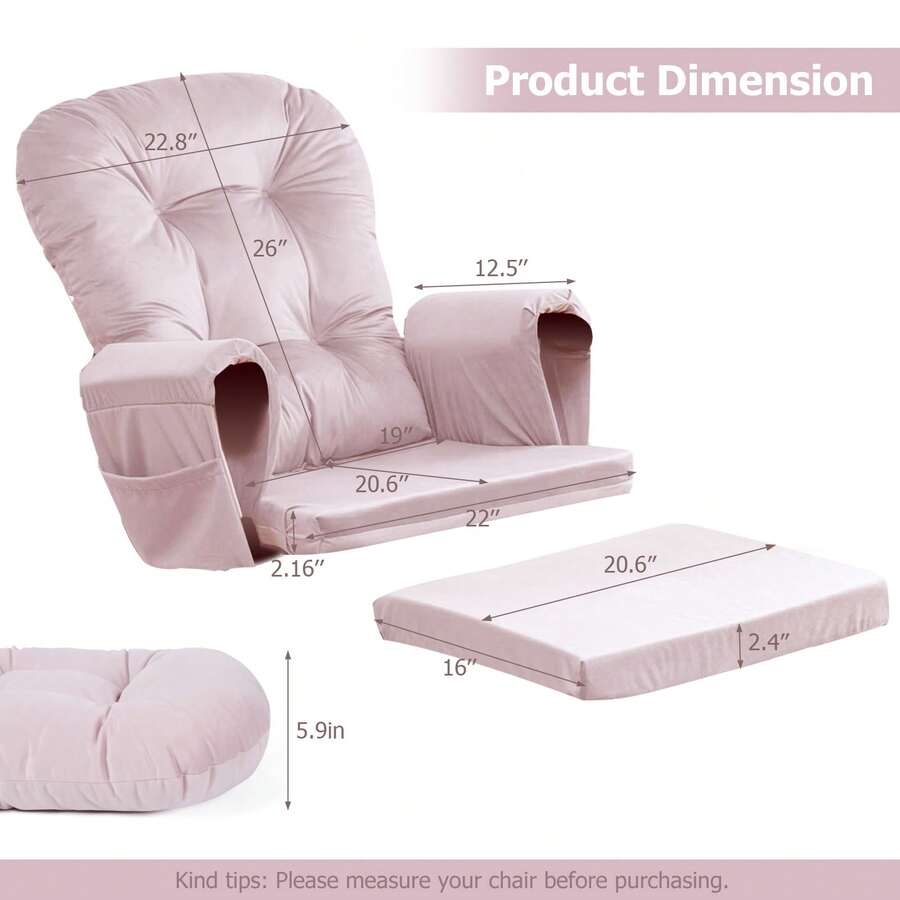 5pcs Velet Glider Rocker Replacement Cushions With Ties Rocking Chair