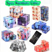 Set da 3-10 pezzi Cubo magico pieghevole casuale a motivi spaziali, puzzle a 2 strati a taschino