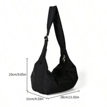 1 件休闲尼龙斜挎包，大容量多功能邮差包，街头风格男士包单肩包斜挎包圣诞节冬季圣诞礼物侧包斜挎包笔记本电脑礼物感恩节秋季旅行假日手提包骑士包徒步旅行学生多功能户外便携时尚休闲度假趣味礼品包夏季返校包春季学校用品单肩包学生单肩包侧包时尚男士包帆布手提包 - 黑色 - 查看 7